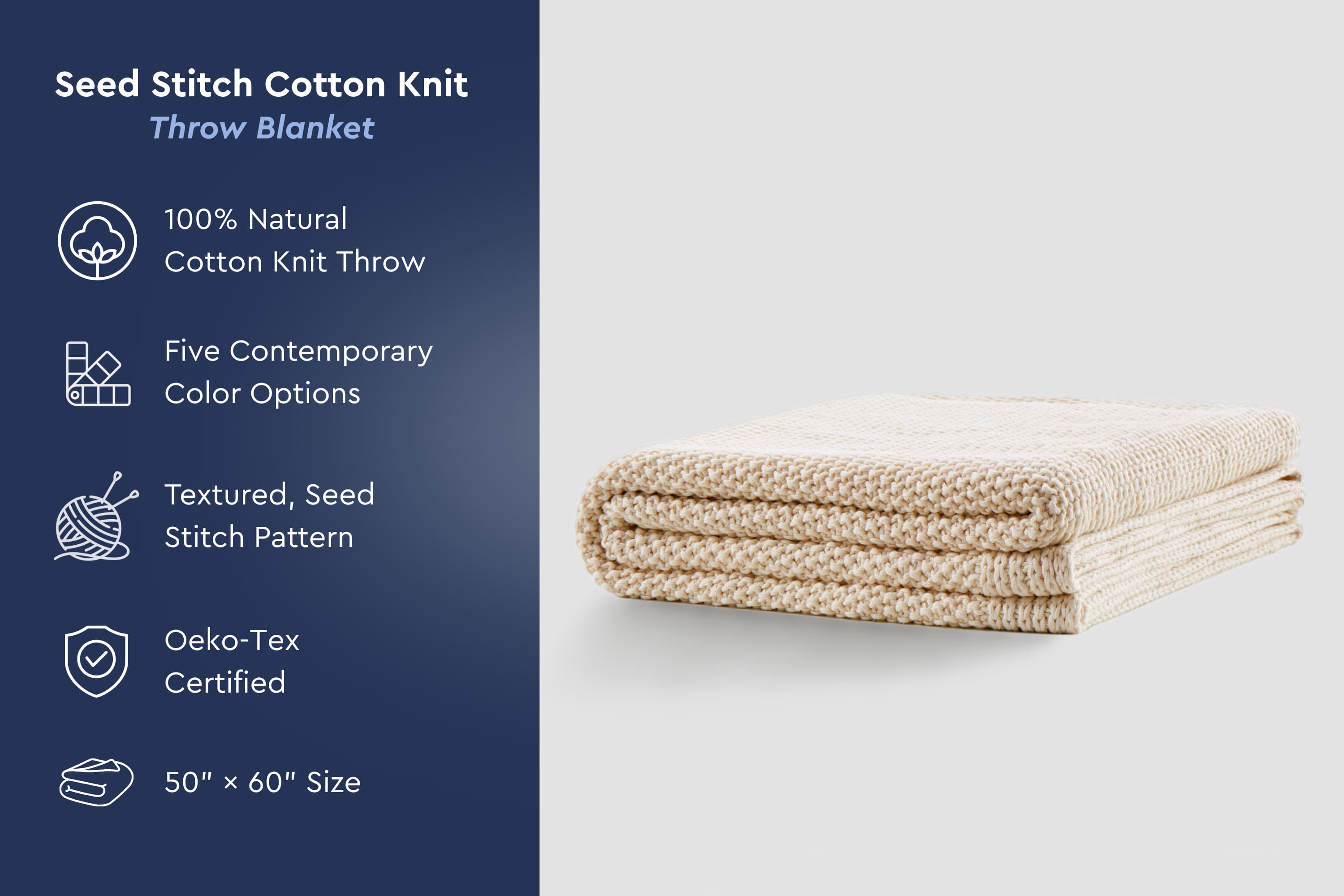 Seed Stitch Cotton Throw Blanket