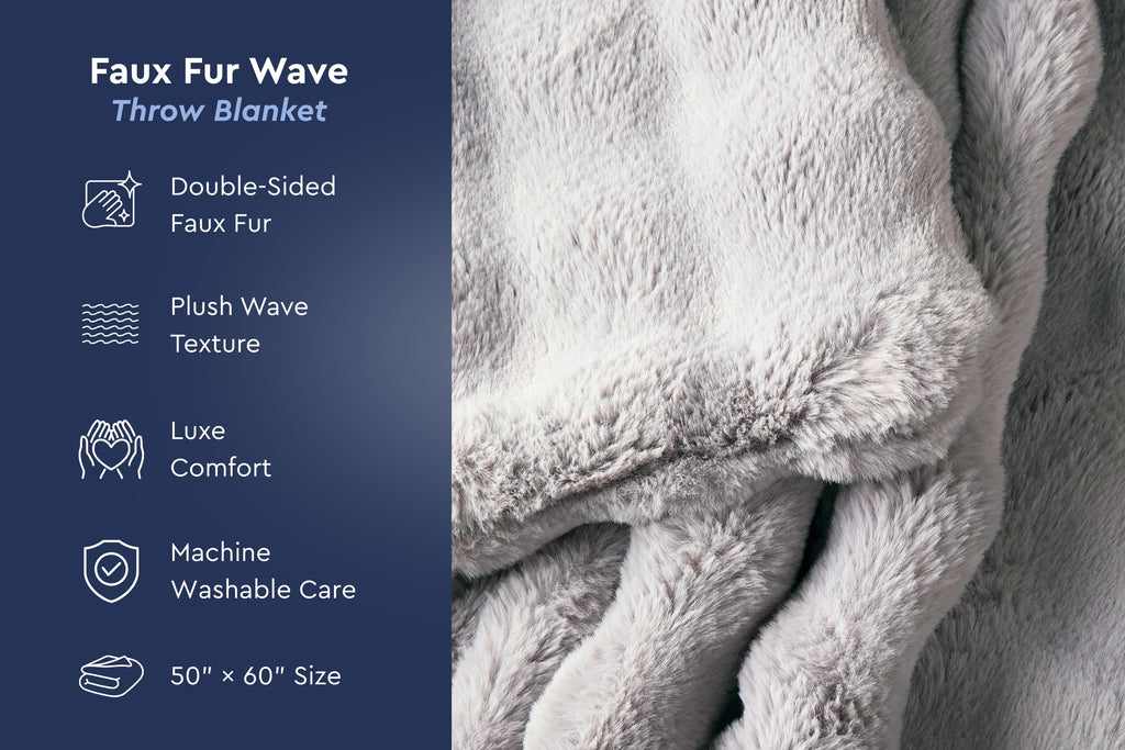 Faux Fur Wave Throw Blanket