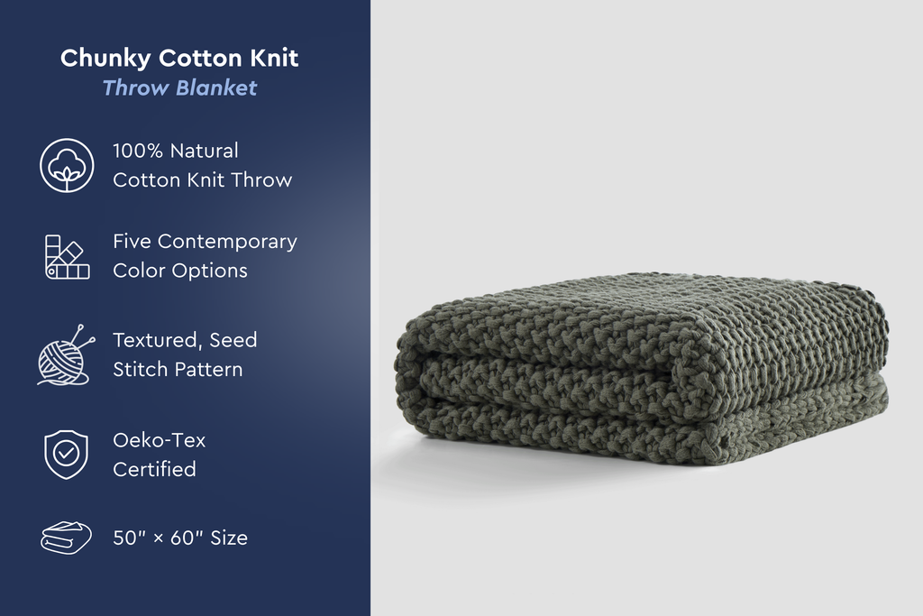 Seed Stitch Cotton Throw Blanket