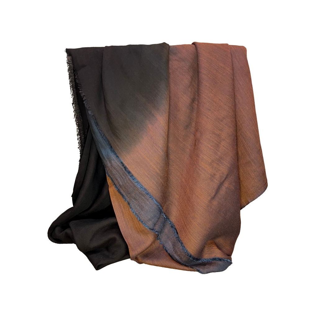 Ombre Wool Silk Throw Blanket - Cocoa
