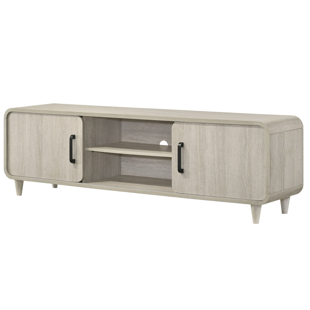 TV Stand With Sliding Doors And Handles, Living Room Furniture - Antique White